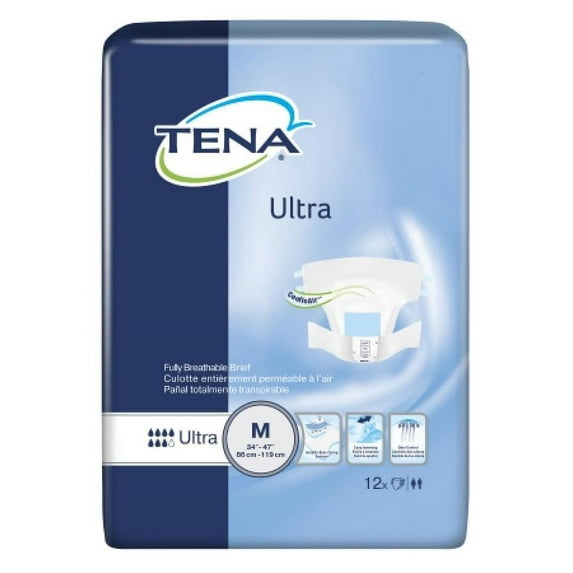 TENA Ultra Briefs, Heavy Absorbency, Medium, 12 Count