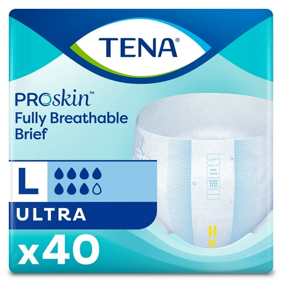 TENA Ultra Heavy Breathable Absorbency Adult Incontinence Brief, Large, 80 Ct