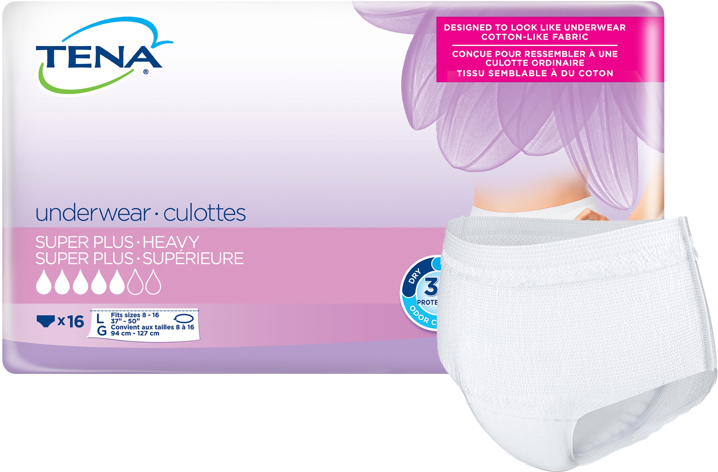 TENA Women Protective Underwear Large, 37 - 50 , 128 Count (8 Packs of 16)  