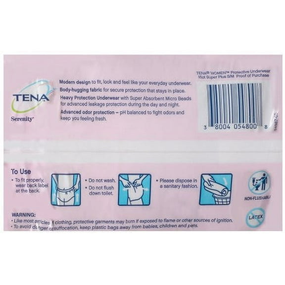 TENA for Women Heavy Super Plus Absorbency Protection Underwear Small/Medium 18 Count