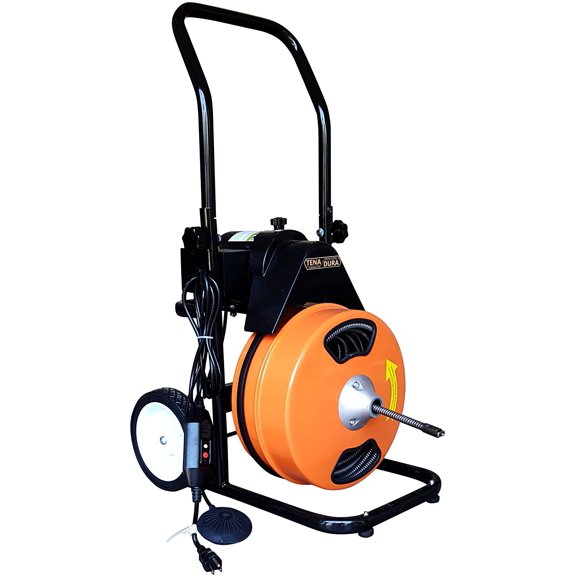 TENADURA Drain Snake Sewer Machine 7/16X75 Electric Drain Cleaner 5 Cutters