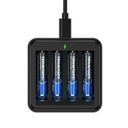 TENAVOLTS AAA Rechargeable Lithium/Li-ion Batteries, Pre-charged, includes USB Charger (4 Pack)