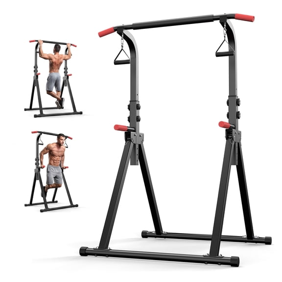 TENBOOM 350 lb Foldable Pull Up Bar, Free Standing Power Tower with Adjustable Dip Station for Home Gym