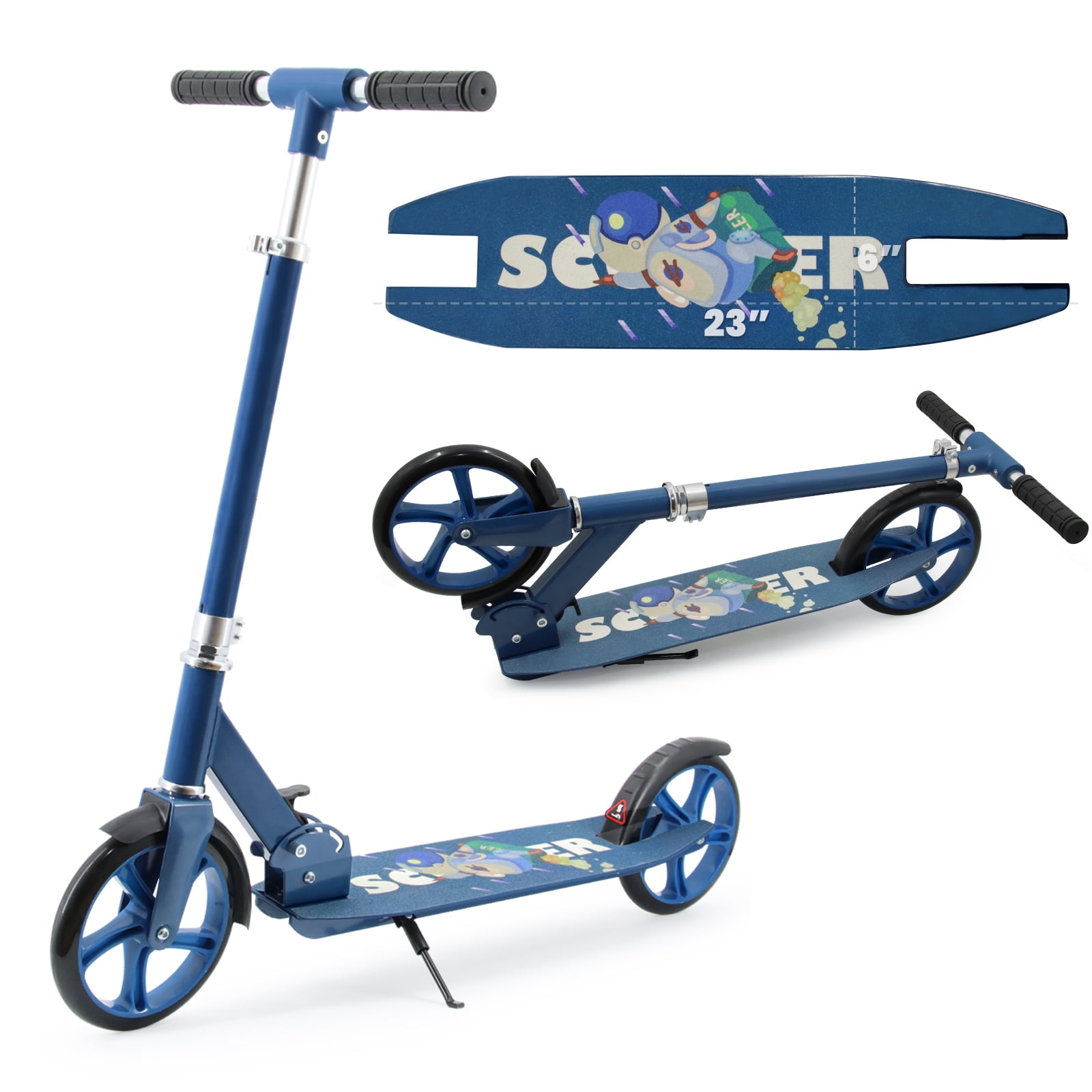 TENBOOM Kick Scooters for Teens & Adults Foldable Adjustable Handlebar 220 lb Load Large 8" Wheels Scooters for Kids Ages 8 Years and Up