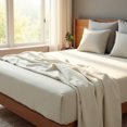 thumbnail image 1 of My Bed Linens Vegan Silk, TENCEL™ 300 Thread Count King Bed Sheet Set, White, Ultra Soft, Breathable, 1 of 5
