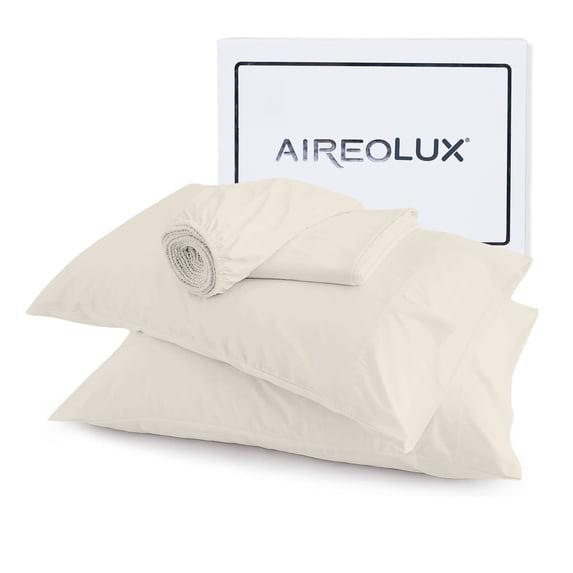 Aireolux 500 Thread Count TENCEL Lyocell Bedsheet Set – 4-Piece, Ultra-Soft & Silky, Temperature-Regulating-Full Ivory