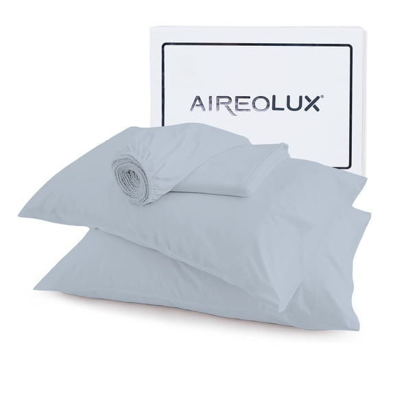 Aireolux 500 Thread Count TENCEL Lyocell Bedsheet Set – 4-Piece, Ultra-Soft & Silky, Temperature-Regulating-Full Light Blue