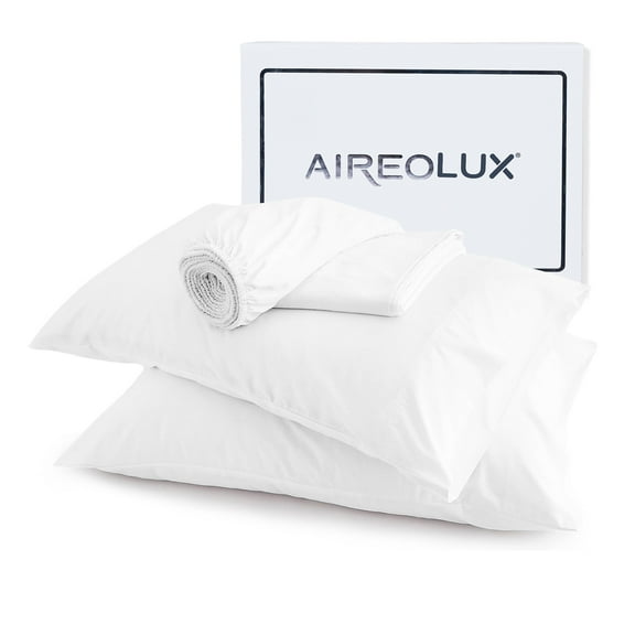 Aireolux 500 Thread Count TENCEL Lyocell Bedsheet Set – 4-Piece, Ultra-Soft & Silky, Temperature-Regulating-Full Arctic White