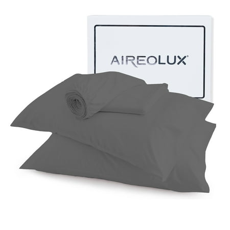 Aireolux 500 Thread Count TENCEL Lyocell Bedsheet Set – 4-Piece, Ultra-Soft & Silky, Temperature-Regulating-Queen Dark Gray