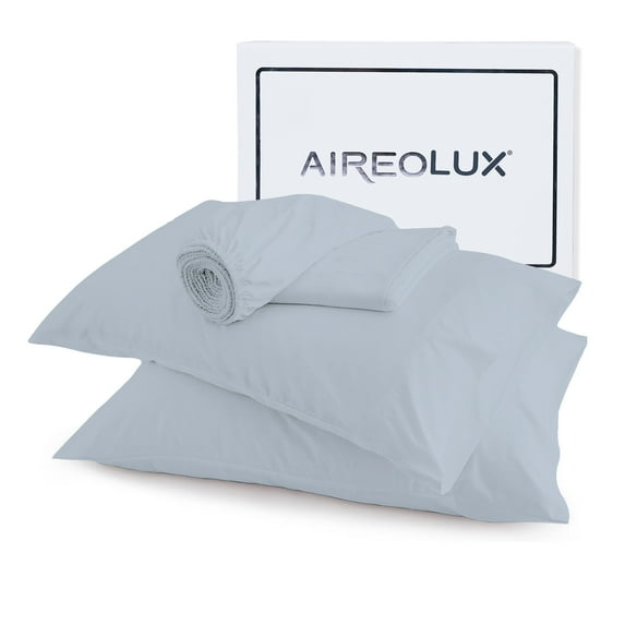 Aireolux 500 Thread Count TENCEL Lyocell Bedsheet Set – 4-Piece, Ultra-Soft & Silky, Temperature-Regulating-Queen Light Blue