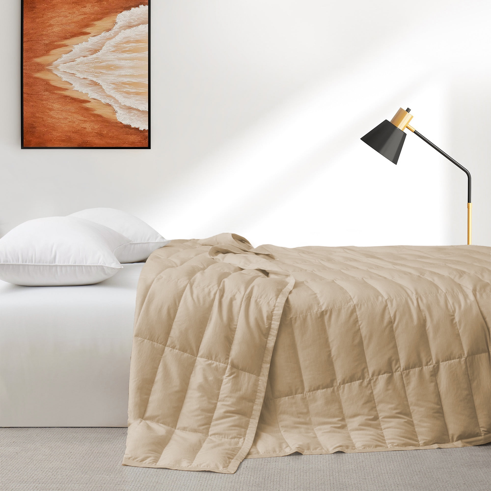 Beige Full Tencel Lyocell Lightweight Cooling Down Blanket