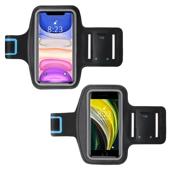 TENDYCOCO 2pcs Sports Phone Holder Armband Portable Cellphone Bag for Jogging Running Cycling Hiking Black