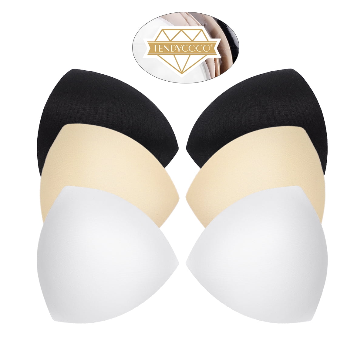 TENDYCOCO 6 Pairs Women Removable Bra Spongy Pad Bra Inserts Pads For