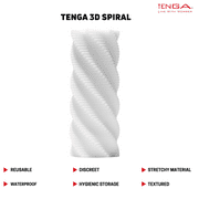 TENGA 3D Spiral Sculpted Reusable Male Masturbator/Stroker w/Case & Drying Stand