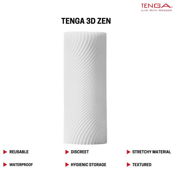 TENGA 3D Zen Sculpted Reusable Male Masturbator/Stroker w/Case & Drying Stand