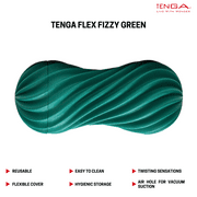 TENGA Flex Fizzy Green Male Reusable Masturbator/ Stroker w/Drying Stand