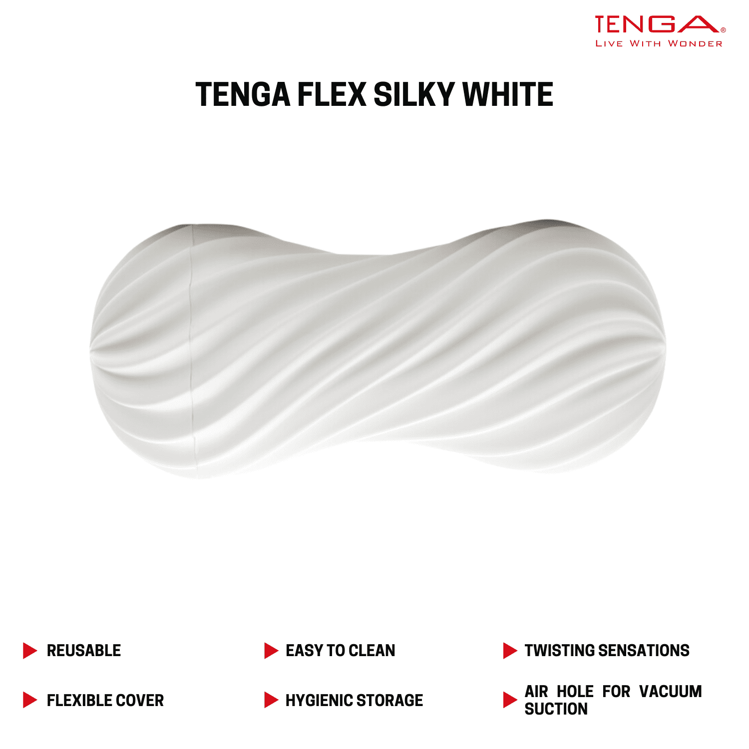 TENGA Flex Silky White Male Reusable Masturbator/ Stroker w/Drying