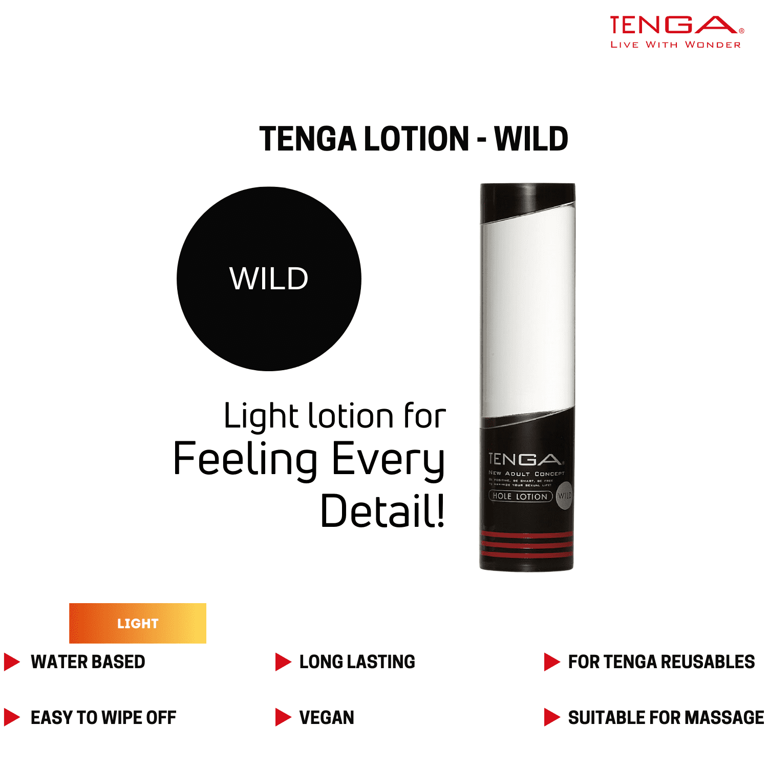 TENGA LOTION Wild 5.75 oz. Water Based Vegan Easy to Wipe off Masturbation Oil for Sex Toys