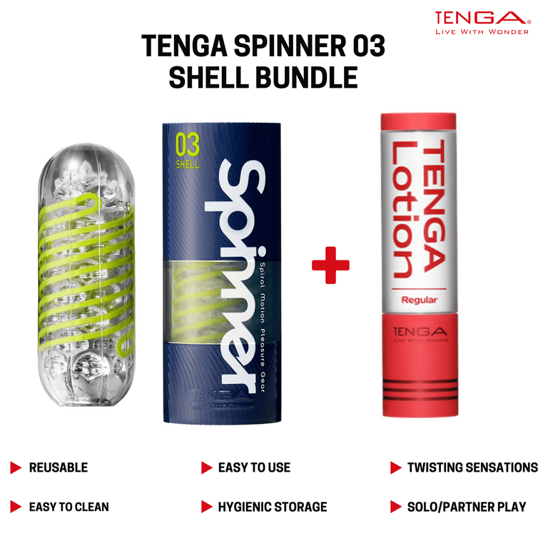 TENGA SPINNER 03 Shell Reusable Spiral-Motion Male Masturbator/Stroker  Bundle