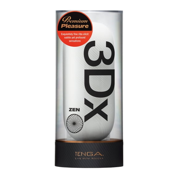 TENGA 3Dx Zen, Fine Ribbed Reusable Male Masturbator Sleeve, Textured Interior, Washable Adult Pleasure Device, Made in Japan