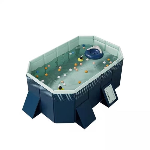 TENGDA 1.8m Non-Inflatable Folding PVC Pool 240GAL Large Capacity Portable Water Pool Blue Outdoor Swimming Pool for Summer Cooling Patio Garden & Beach