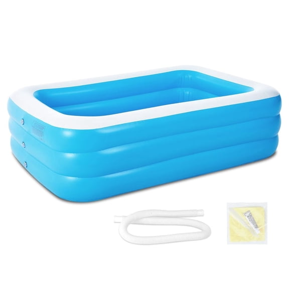 TENGDA 103 Inch Large Inflatable Swimming Pool Family Pool with 3 Air Chambers Easy Drain Blow Up Pool for Backyard Garden Summer Water Fun