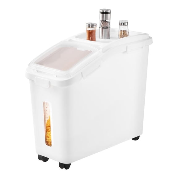 TENGDA 11.4Gallon 50L Airtight Rice Pet Food Storage Container With Wheels Scoop Scale Line For Kitchen Grain Flour Cereal Storage