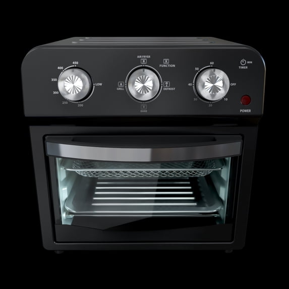TENGDA 12.5 Quart Air Fryer Convection Toaster Oven 1500W 4 Cooking Modes 7-in-1 Multifunction with Roast Bake Grill Broil Toast Dehydrate Defrost Black
