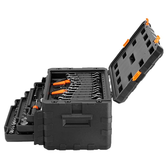 TENGDA 450-Piece Mechanics Tool Set & Socket Set 1/4 3/8 1/2 Drive SAE Metric CR-V Steel Storage Case