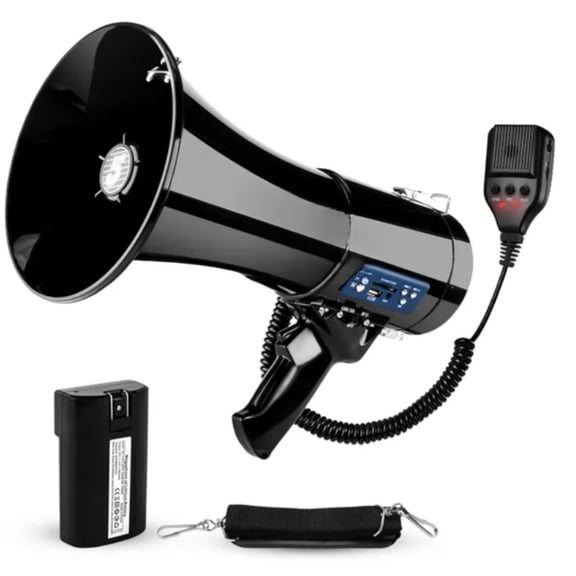 TENGDA 50W Rechargeable Bluetooth Megaphone Bullhorn Portable Speaker With Siren Recording USB SD Card 1100 Yards Range