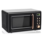 TENGDA 700W Retro Countertop Microwave Oven 0.7 Cu Ft Compact Microwave with 5 Power Levels 8 Auto Cooking Menus