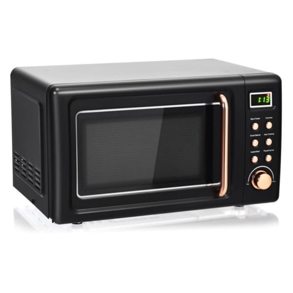 TENGDA 700W Retro Countertop Microwave Oven 0.7 Cu Ft Compact Microwave with 5 Power Levels 8 Auto Cooking Menus