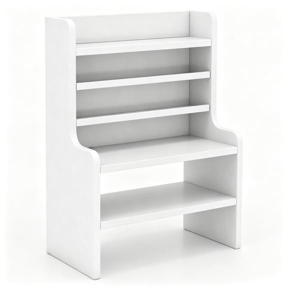 TENGDA Adjustable 6-Tier White Wooden Desk Organizer Rack Anti-Fall Baffle Storage for Craft & Office Supplies