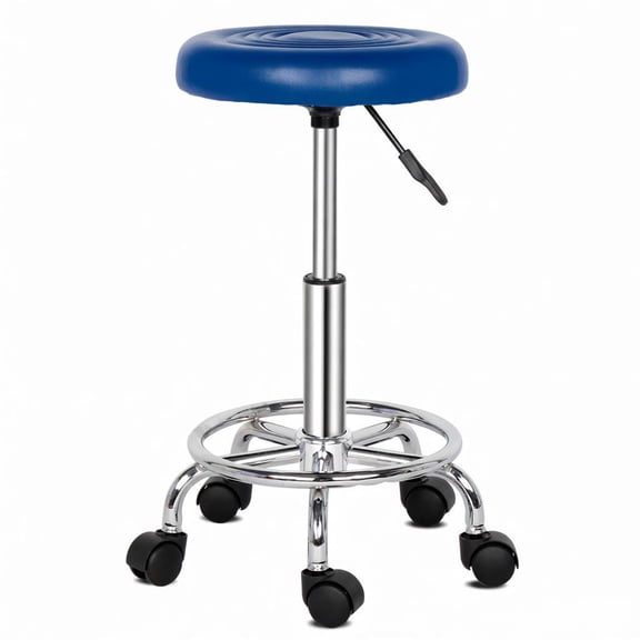 TENGDA Blue Line Pattern Round Swivel Stool Ergonomic Backrest Adjustable Gas Lift Bar Stool for Indoor Salon and Home Use