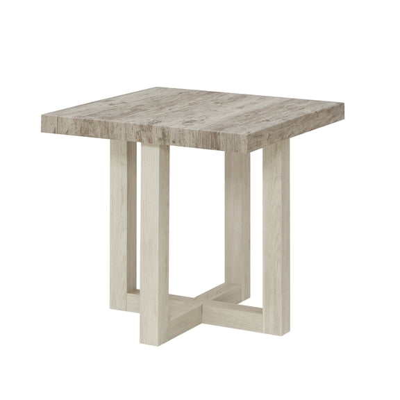 TENGDA Contemporary End Table Weathered Gray & Beige 22 Inch Size