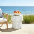 thumbnail image 1 of TENGDA Double Barrel Shape Concrete Side Table, Modern Patio Accent Table with Crack Texture, Multi-use Garden Stool for Outdoor Decor, 1 of 14
