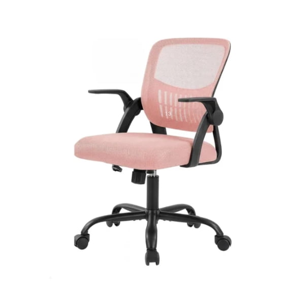 TENGDA Ergonomic Mid Back Office Chair Breathable Mesh Desk Chair Adjustable Height Swivel Flip Up Armrests with Lumbar Support for Home Office Study