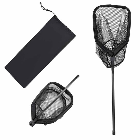 TENGDA Fishing Net Foldable Landing Nets with Telescopic Handle Portable Lightweight Carbon Fiber Long Fish Gear Covered Mesh Net for Kayak Boat Bank Pond