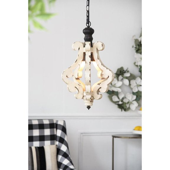 TENGDA French Country Rustic Hanging Chandelier Ornamental Scrollwork Adjustable Length Chain Fixture