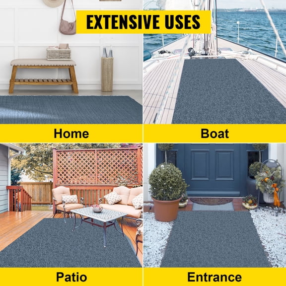 TENGDA Gray Polyester Marine Boat Carpet Anti Slip Waterproof TPR Backing Outdoor Rug