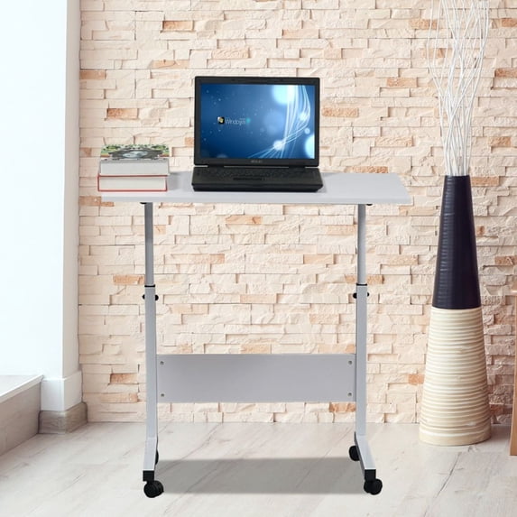TENGDA Portable Mobile Side Table with Wheels Compact Laptop Desk with Privacy Panel Multipurpose Room Divider Shelf for Home Office Bedroom