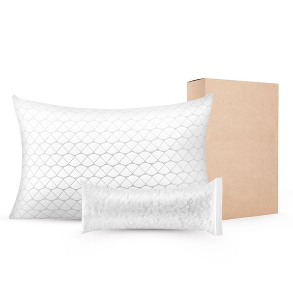 TENGDA Queen Size Memory Foam Bed Pillow Adjustable Supportive Sleeping Pillow With Natural Fiber Cover White