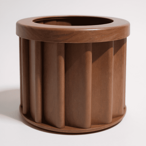 TENGDA Small Round Strata Planter Dark Brown Aluminum Plant Pot with Drainage Hole & Internal Water Tray Modern Decorative Planter for Indoor Outdoor Use