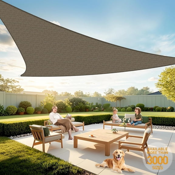 TENGDA Triangular Outdoor Sun Block Shade Sail Canopy for Backyard, Deck and Commercial Leisure Spaces