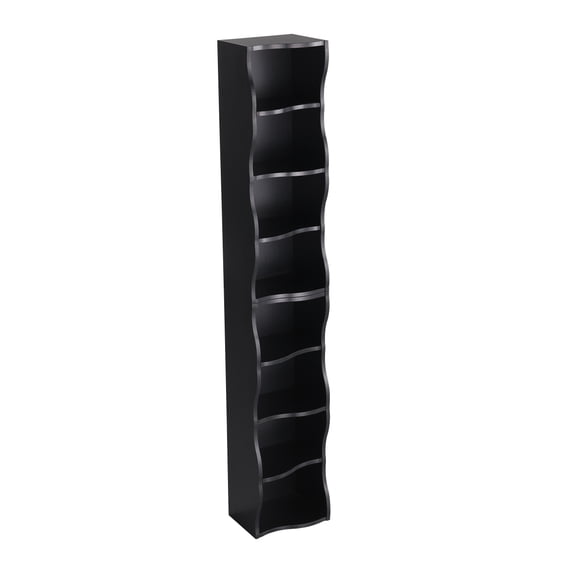 TENGDA Ultra-Thin Narrow Bookshelf Gray 8-Tier Display Rack with 3-Level Adjustable Shelves for Indoor Use