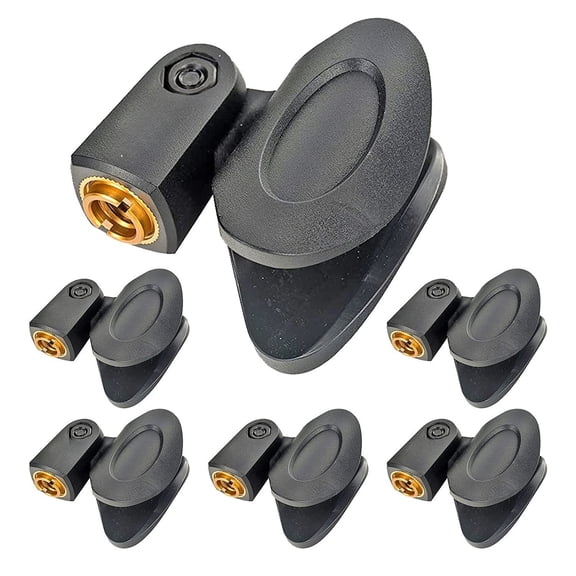 TENGDA  Universal Adjustable Microphone Clips 6‑Pack Mic Holders with 5/8" Male to 3/8" Female Screw Adapter for Wired & Wireless Handheld Microphones