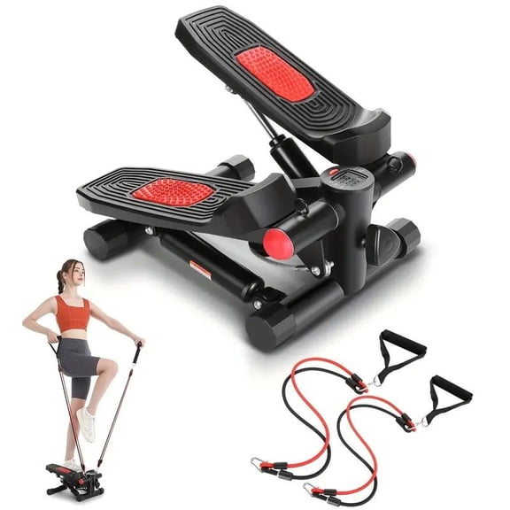 TENGDA Upgraded Hydraulic Silent Stepper LCD Display Adjustable Resistance 330lbs Capacity Foldable Home Fitness Machine with Dual Resistance Bands
