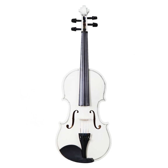 TENGDA White 4/4 Full Size Acoustic Violin Starter Kit, Basswood Student Fiddle with Hard Case, Arbor Bow & Free Rosin for Teens & Adults