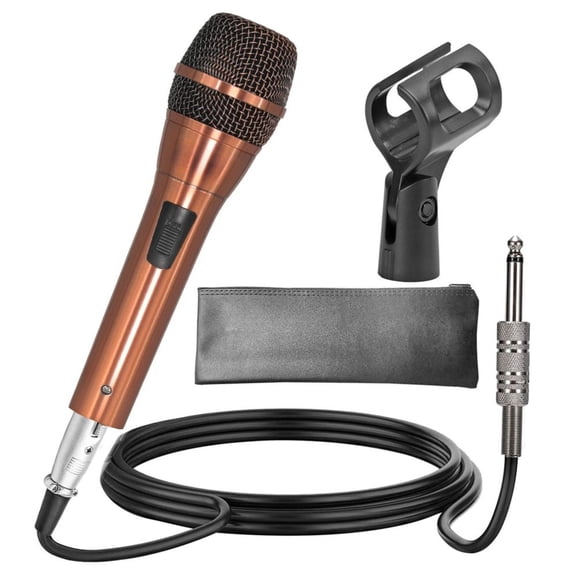 TENGDA XLR Dynamic Handheld Microphone Premium Copper Finish All Metal Build For Karaoke Singing Studio Recording Live Performances