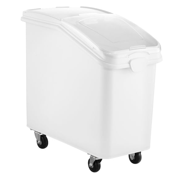 TENGDA100L Airtight Rice Storage Container Rolling Grain Flour Pet Food Bin with Scoop Wheels Clear Lid